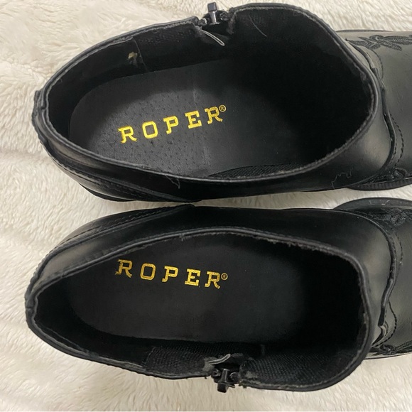 Roper Emma Black Western Style Ankle Booties with Stitch Detail Size 8 - Picture 10 of 16